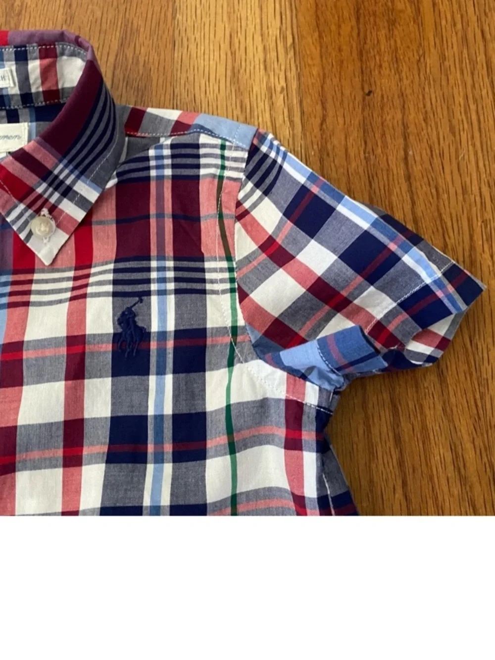 Ralph Lauren Cotton Poplin Plaid Button Romper